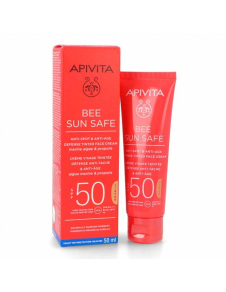 APIVITA BEE SUN SAFE CREMA ANTIEDAD Y ANTIMANCHAS CON COLOR SPF50 50ML