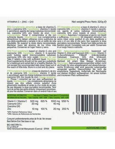 ALDOUS VITAMINA C CON ZINC Y COENZIMA...