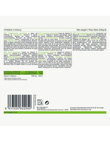 ALDOUS VITAMINA C PURA 250 COMP 1000MG