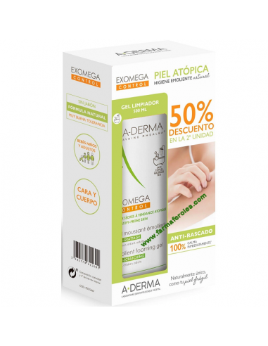 A-DERMA EXOMEGA DUPLO CONTROL GEL LIMPIADORA 2 EN 1 ANTI-IRRITACIÓN 500ML 30% DTO 2DA UND