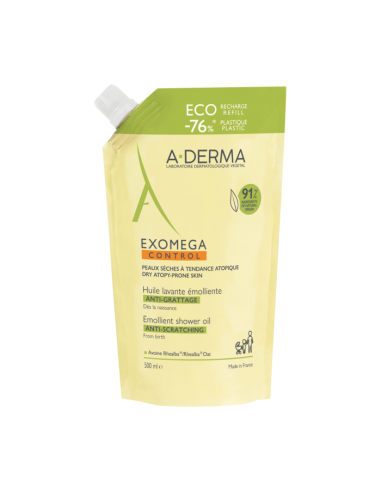 A-DERMA EXOMEGA CONTROL ACEITE DE DUCHA EMOLIENTE ECO RECAMBIO 500ML