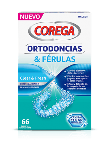 COREGA ORTODONCIAS Y FÉRULAS 66 TABLETAS LIMPIADORAS