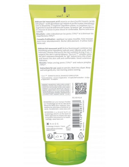 BIODERMA SÉBIUM GEL MOUSSANT ACTIF 200ML