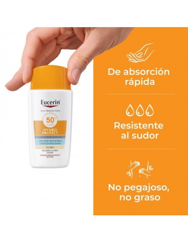 EUCERIN SUN FACE HYDRO PROTECT ULTRA LIGHT FLUID TINTE CLARO SPF50+ 50ML