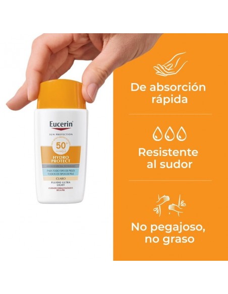 EUCERIN SUN FACE HYDRO PROTECT ULTRA LIGHT FLUID TINTE CLARO SPF50+ 50ML