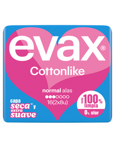 EVAX COTTONLIKE COMPRESAS NORMAL CON ALAS 16UDS