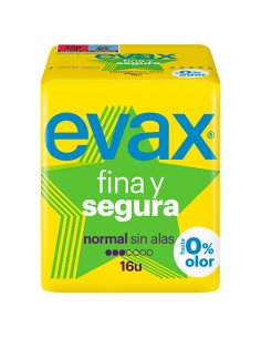 EVAX FINA Y SEGURA COMPRESAS NORMAL SIN ALAS 16UDS